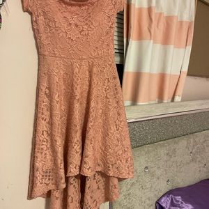 City studio Off The Shoulder Sparkly Lace Pink Dress